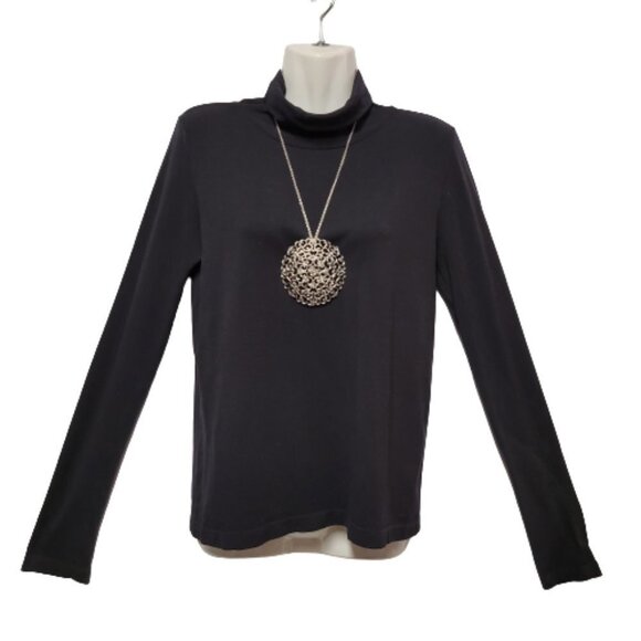 Turtleneck Black Seamless Top Long Sleeve Fall Top Winter Top Size Size M - Picture 3 of 10
